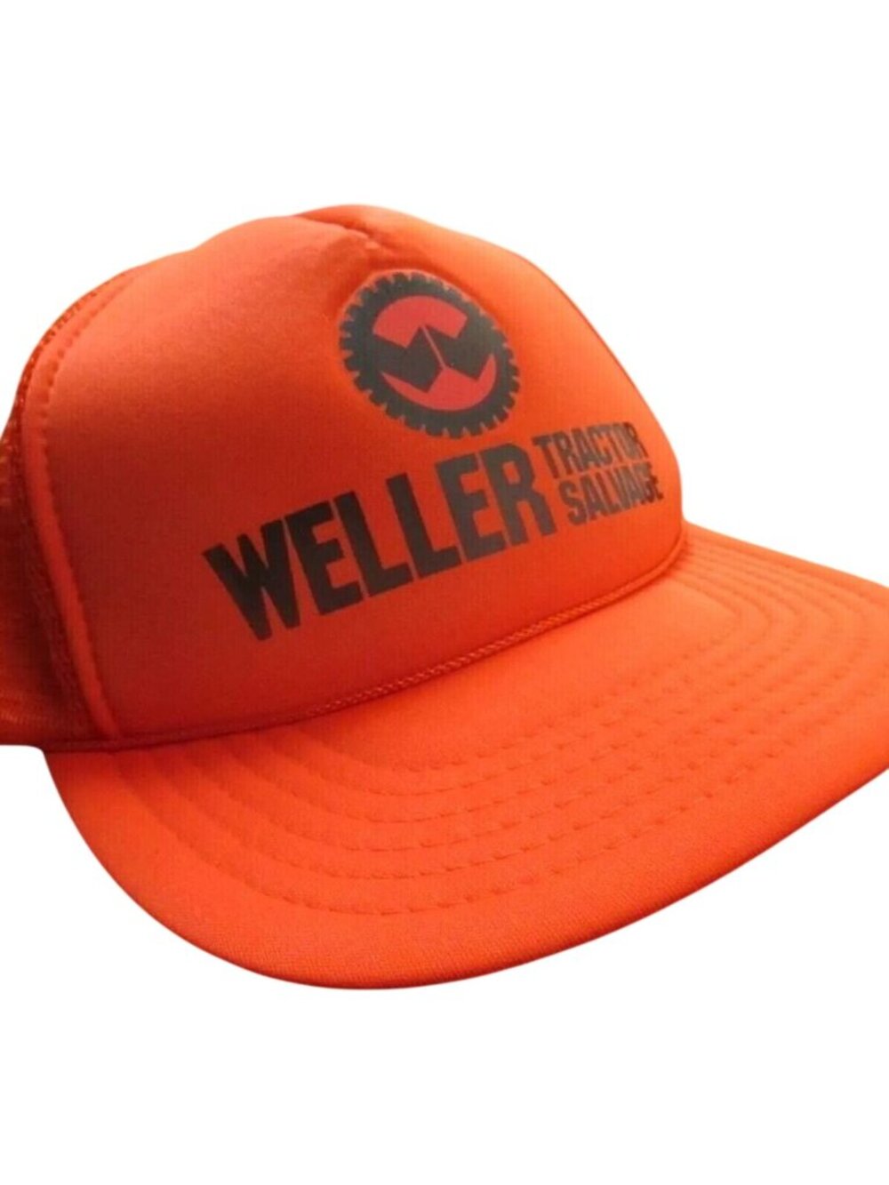 1/2  Mesh SnapBack cap hat NWOT HOT ORANGE TRACTOR SALVAGE Trucker Hat
